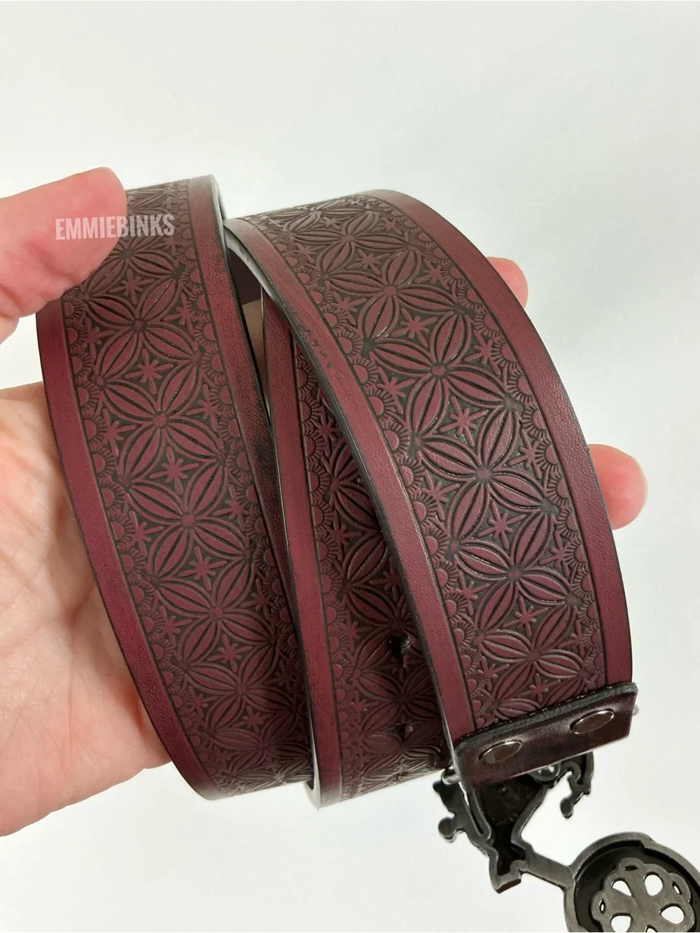 New Indie Moto Motorcycle Tooled Leather Belt
